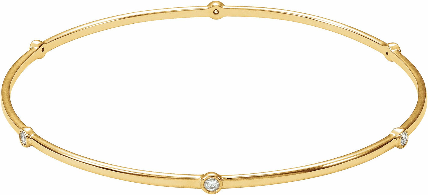 14K Yellow 1/4 CTW Diamond Bezel-Set Bangle 8 Bracelet