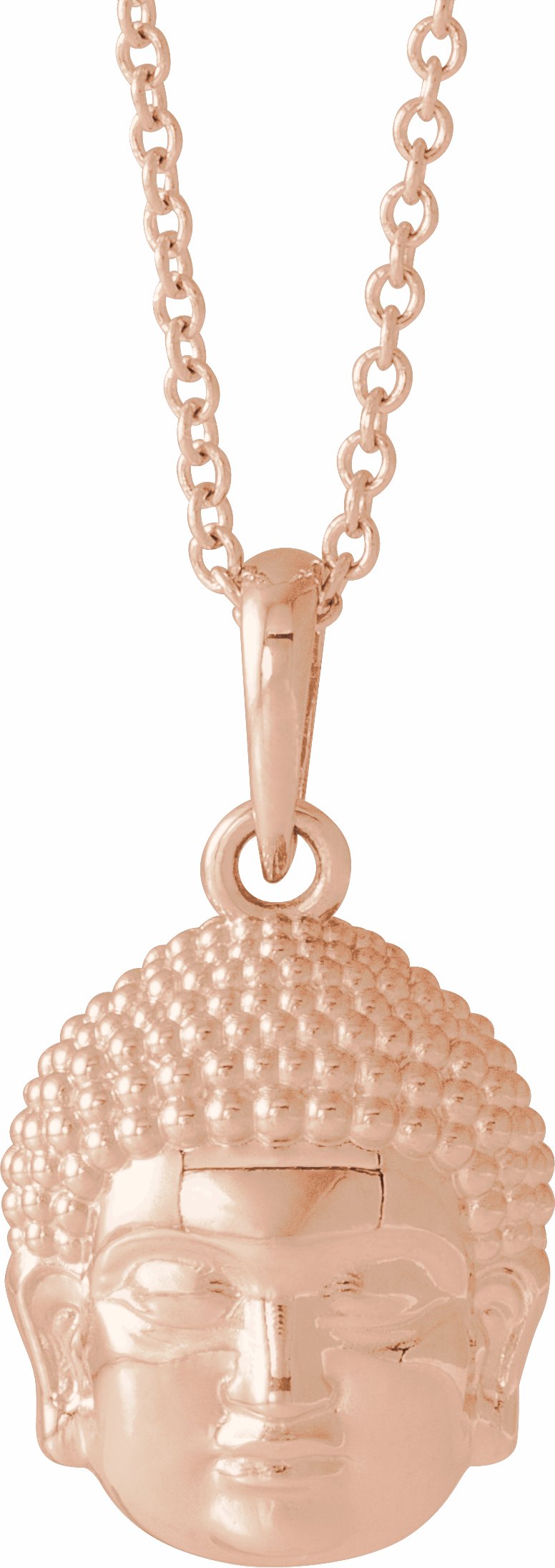 14K Rose 14.7x10.5 mm Meditation Buddha 16-18 Necklace