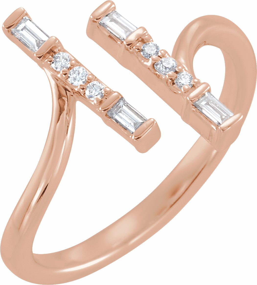 14K Rose 1/6 CTW Diamond Double Bar Ring