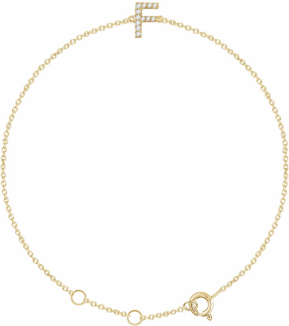 14K Yellow .05 CTW Diamond Initial F 6-7 Bracelet