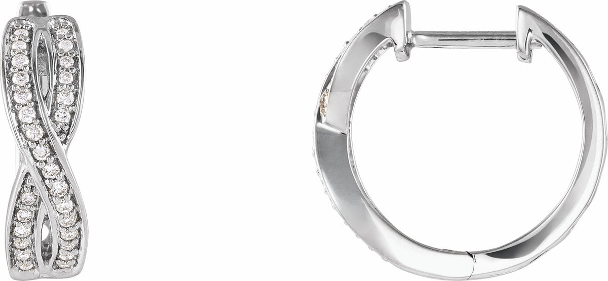 14K White 1/5 CTW Diamond Infinity-Inspired Hoop Earrings