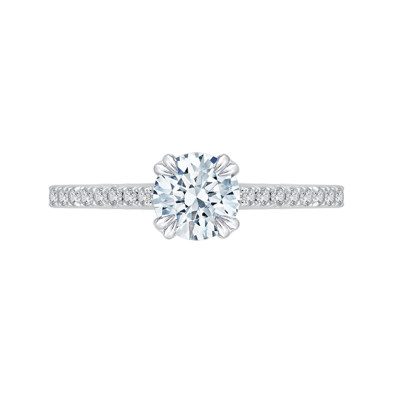 Shah Luxury Round Cut Diamond Engagement Ring In 14K Two-Tone Gold (Semi-Mount)