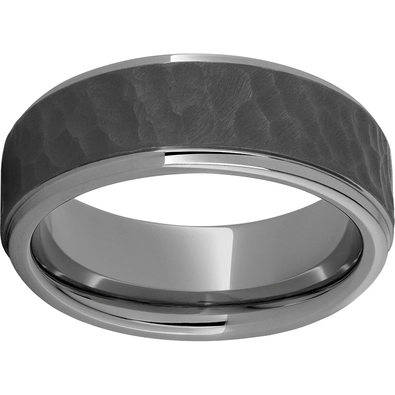 Rugged Tungsten 8mm Grooved Edge Band with Thor Sandblast Finish