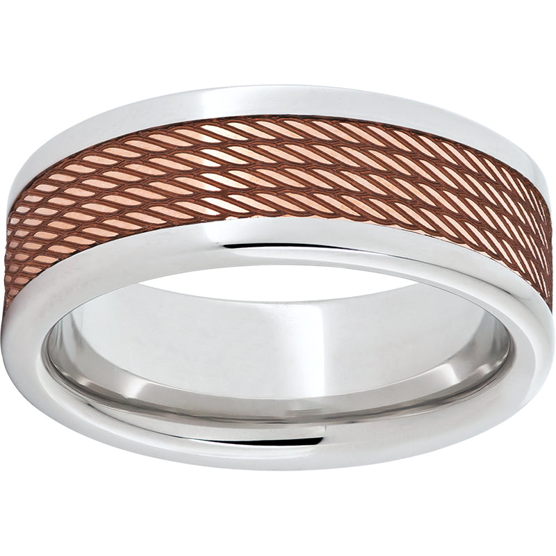Serinium Pipe Cut Band with Copper Inlay and Cable Laser Engraving