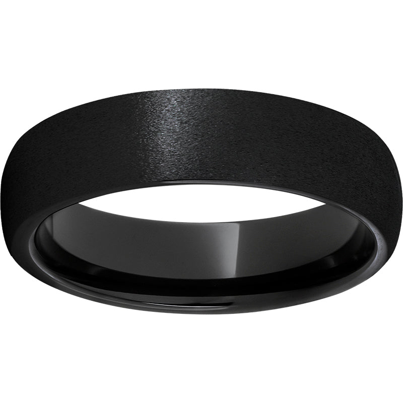 Black Diamond Ceramic Domed Band with Stone Finish