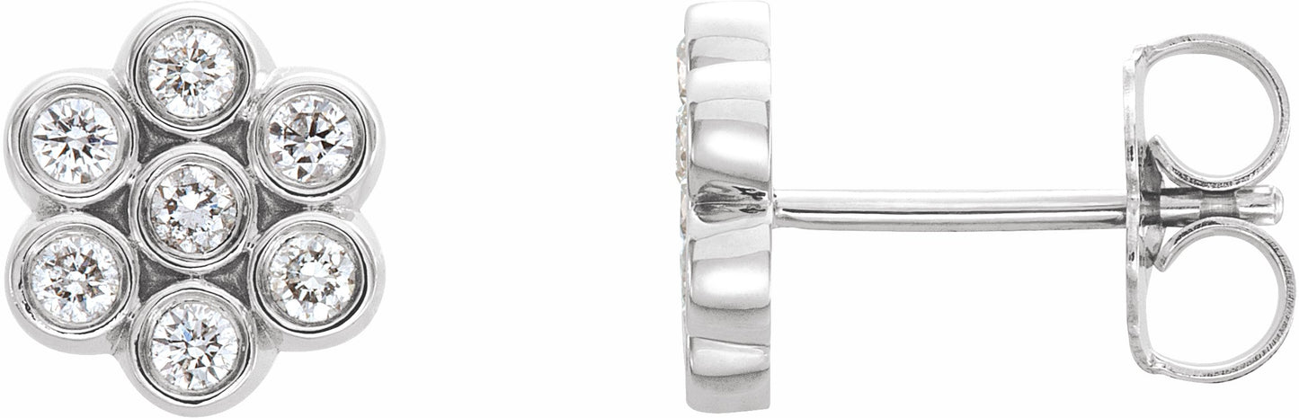 14K White 1/4 CTW Diamond Cluster Earrings