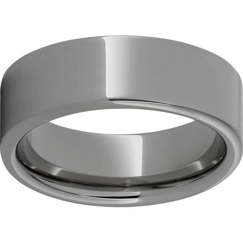 Rugged Tungsten 8mm Pipe Cut Polished Band