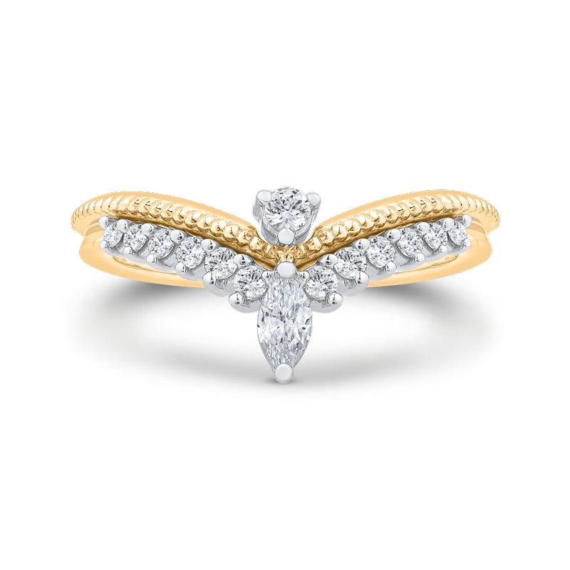 Shah Luxury 14K Two Tone Gold Diamond Contour Band