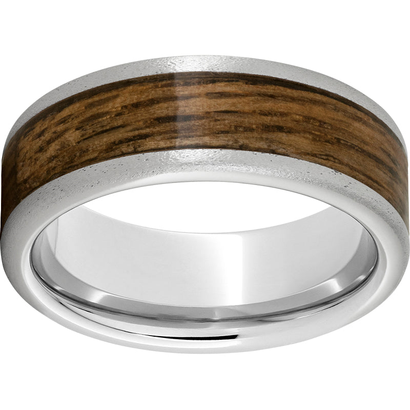 Serinium Pipe Cut Band with Bourbon Barrel Inlay & Stone Finish