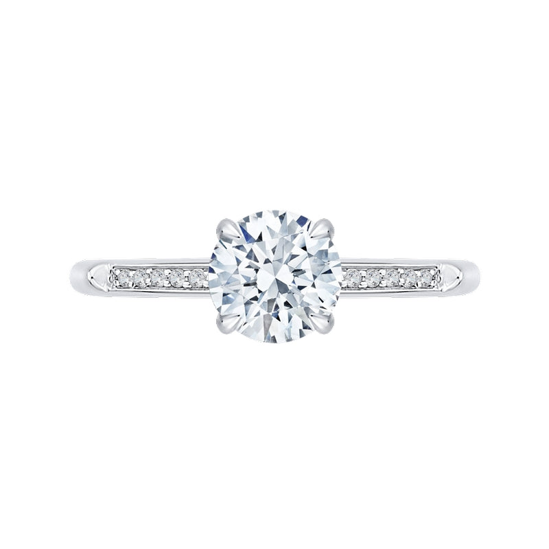 Shah Luxury 14K White Gold Round Diamond Cathedral Style Engagement Ring (Semi-Mount)