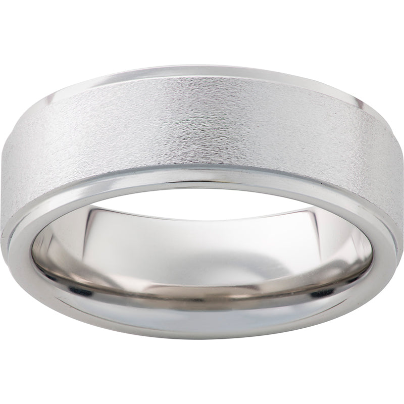 Serinium Flat Band with Grooved Edges and Stone Finish
