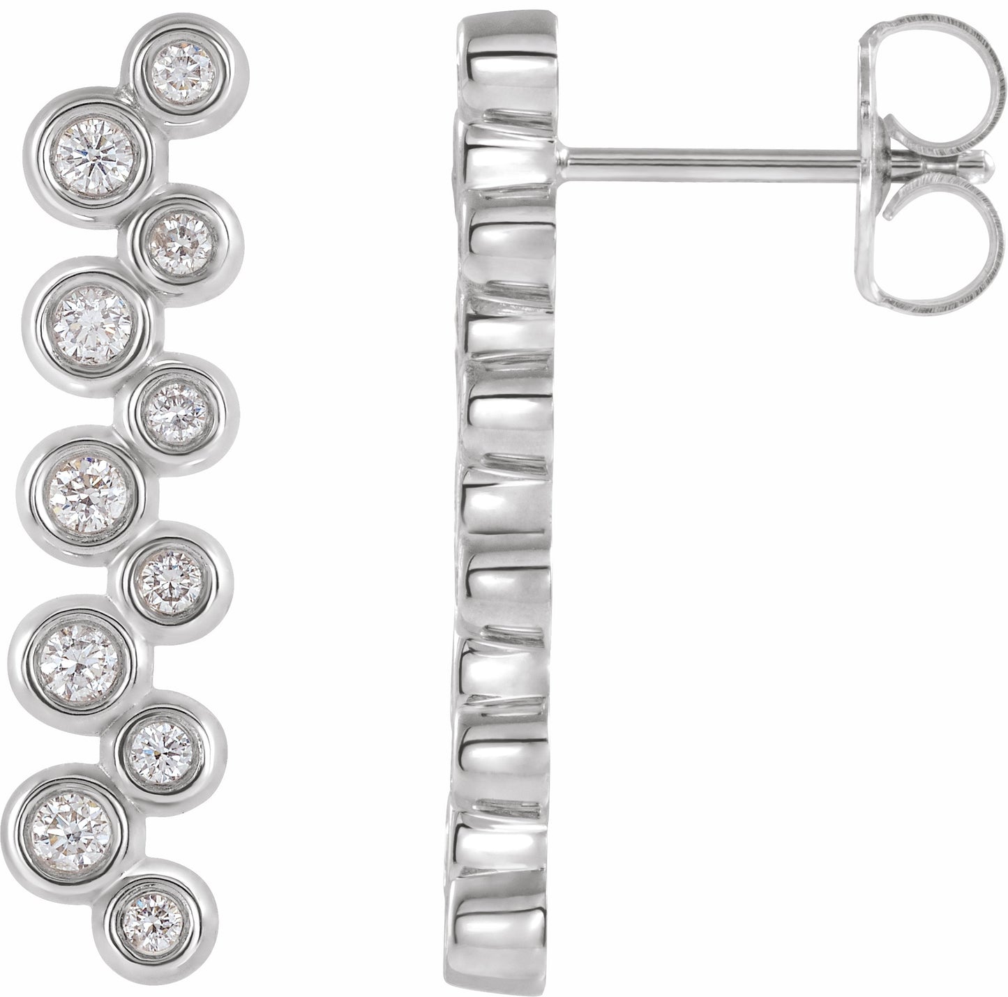 14K White 1/3 CTW Diamond Bezel-Set Bar Earrings