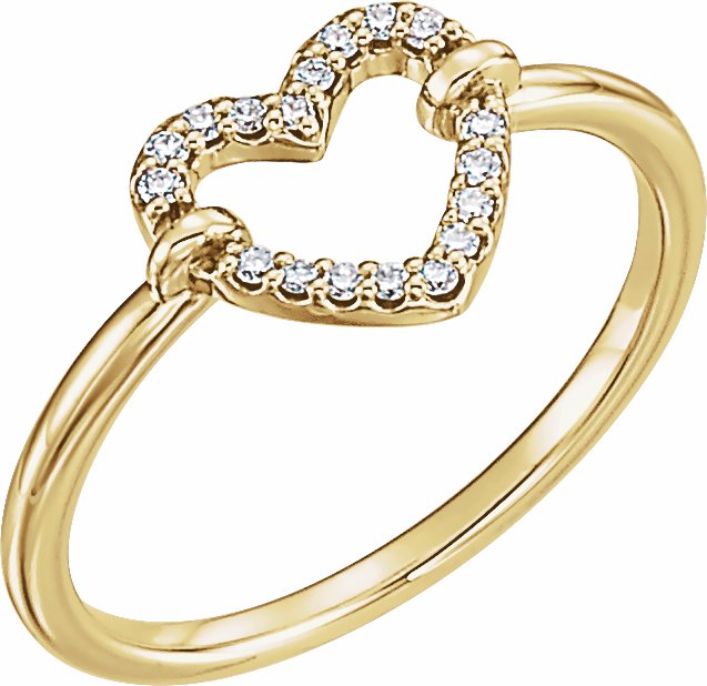 14K Yellow .07 CTW Diamond Heart Ring