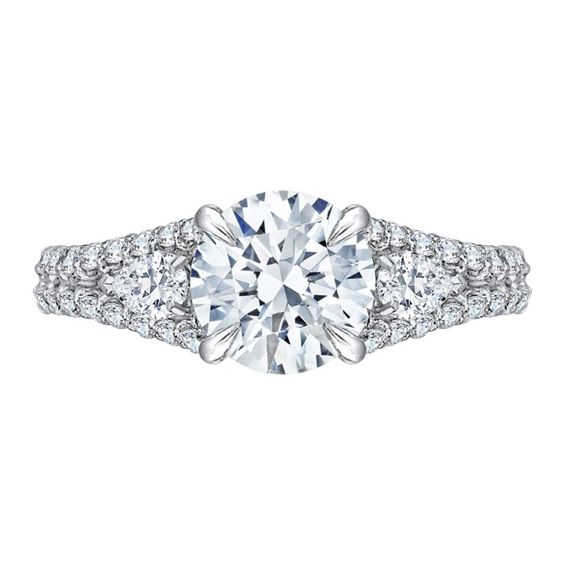 Shah Luxury 14K Two-Tone Gold Round Diamond Engagement Ring with Split Shank (Semi-Mount)
