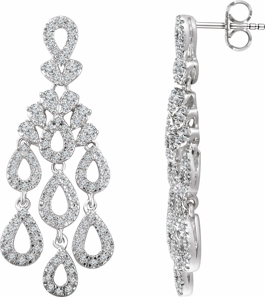 14K White 7/8 CTW Diamond Dangle Earrings