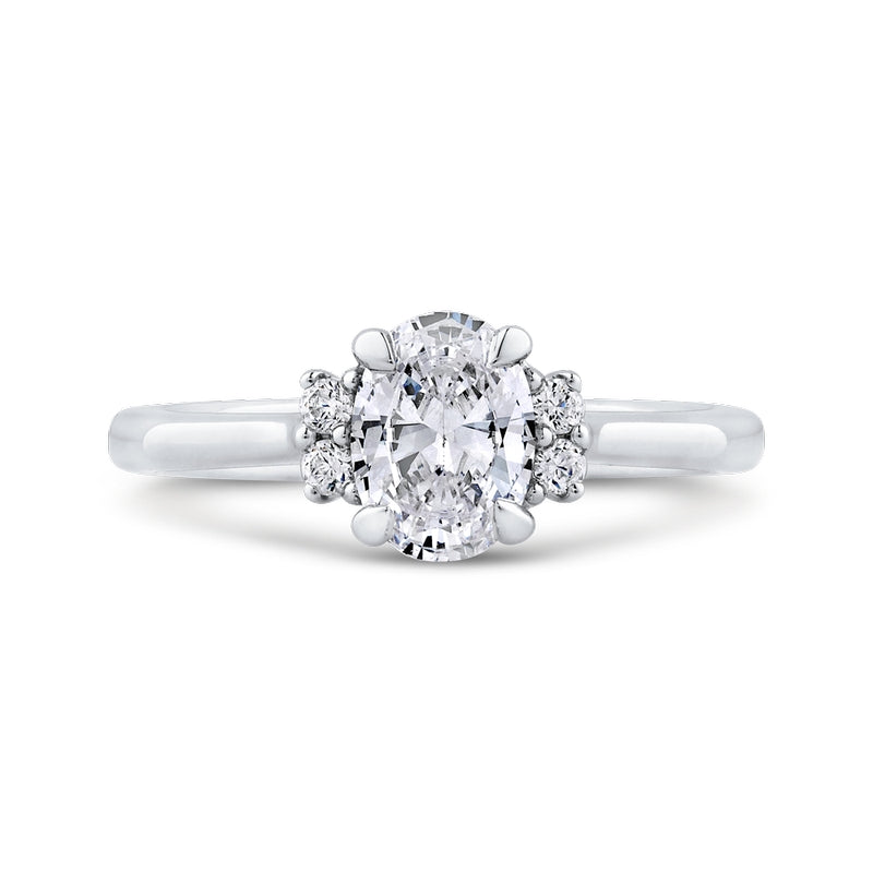 Shah Luxury Oval Diamond Engagement Ring In 14K White Gold (Semi-Mount)