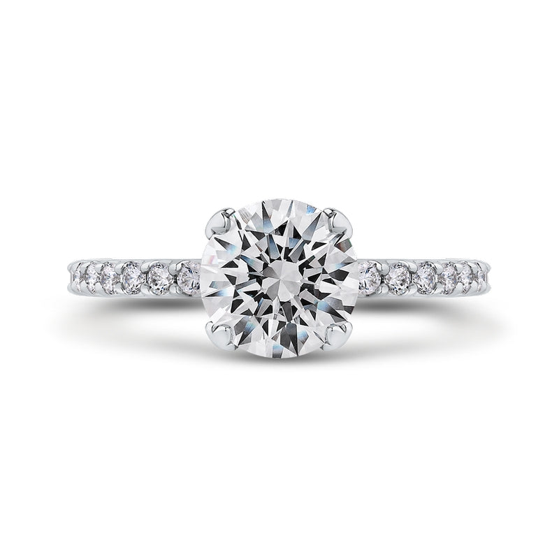Shah Luxury 14K White Gold Round Diamond Classic Engagement Ring (Semi-Mount)