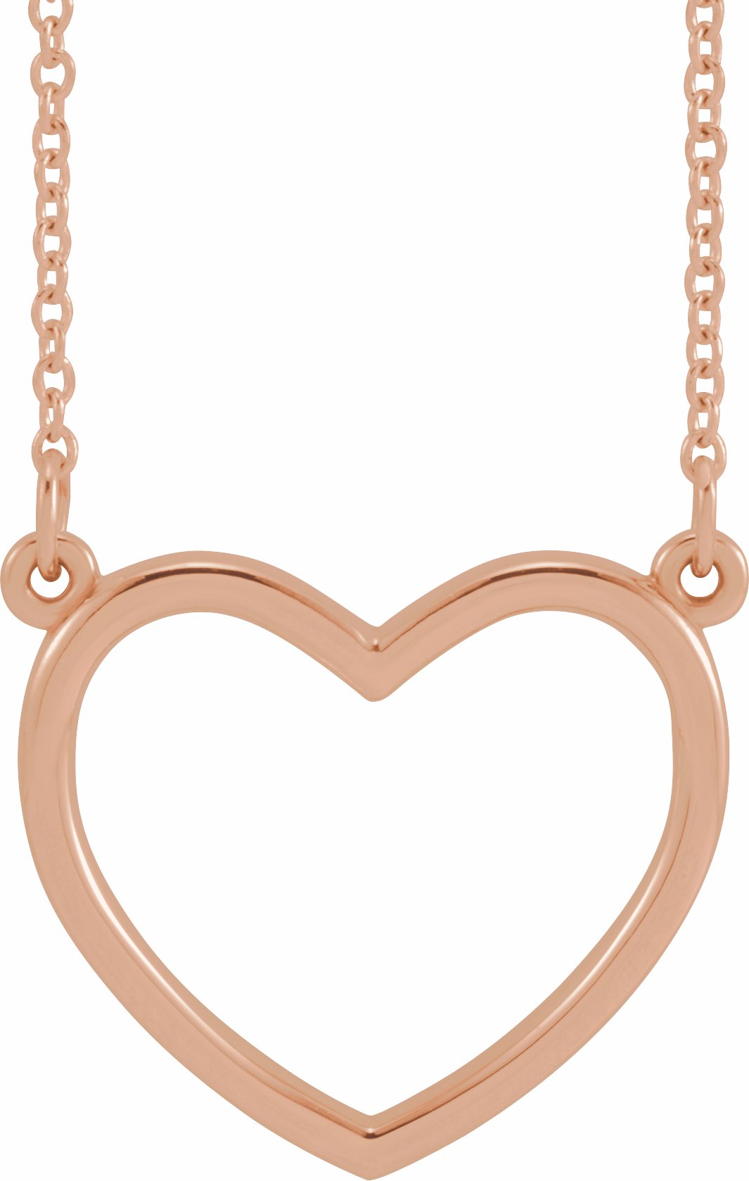 14K Rose 17x15.8 mm Heart 16 Necklace