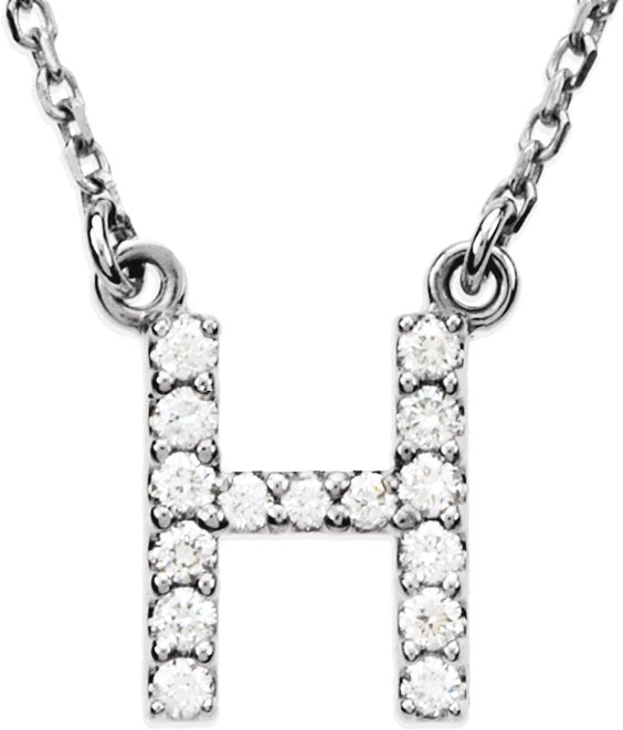 14K White Initial H 1/8 CTW Diamond 16 Necklace