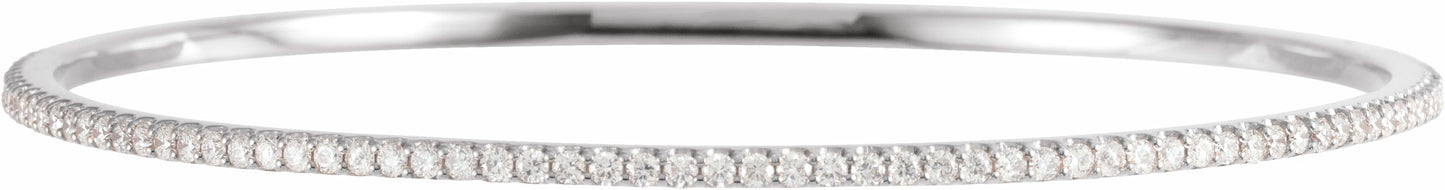 14K White 2 CTW Diamond Stackable Bangle 8 Bracelet