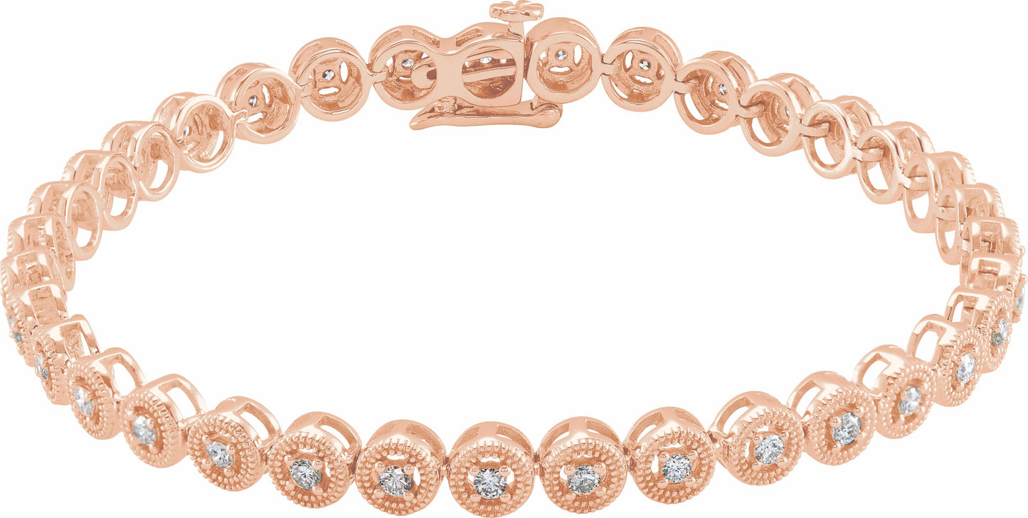 14K Rose 1 CTW Diamond 7 Bracelet