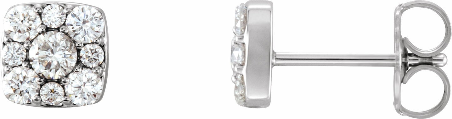Platinum 1/2 CTW Diamond Cluster Earrings