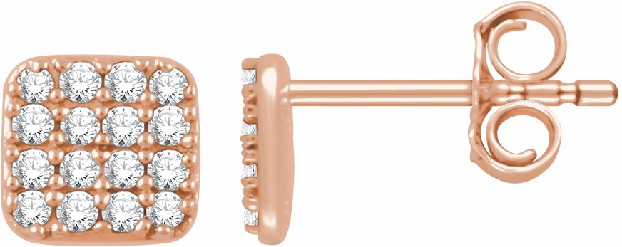 14K Rose 1/5 CTW Diamond Square Cluster Earrings