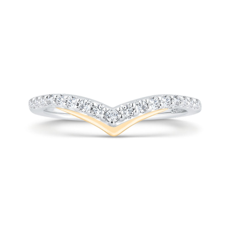 Shah Luxury 14K Two Tone Gold Diamond Contour Band