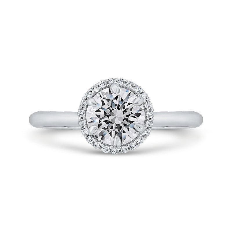 Shah Luxury 14K White Gold Round Cut Diamond Halo Engagement Ring (Semi-Mount)