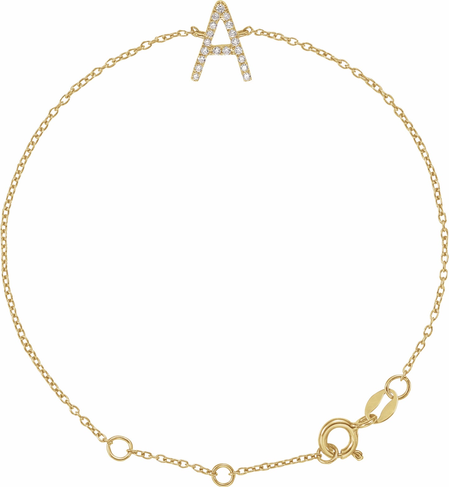 14K Yellow 1/10 CTW Diamond Initial A 6-7 Bracelet
