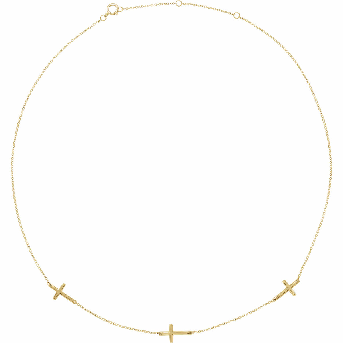14K Yellow 3-Station Cross Adjustable 16-18u201d Necklace