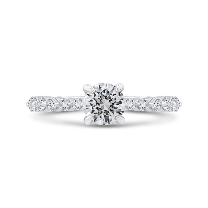 Shah Luxury 14K White Gold Round Cut Diamond 1/2 Run Engagement Ring (Semi-Mount)