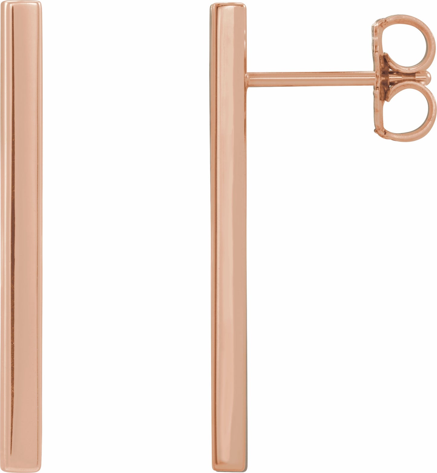 14K Rose 24x2 mm Bar Earrings