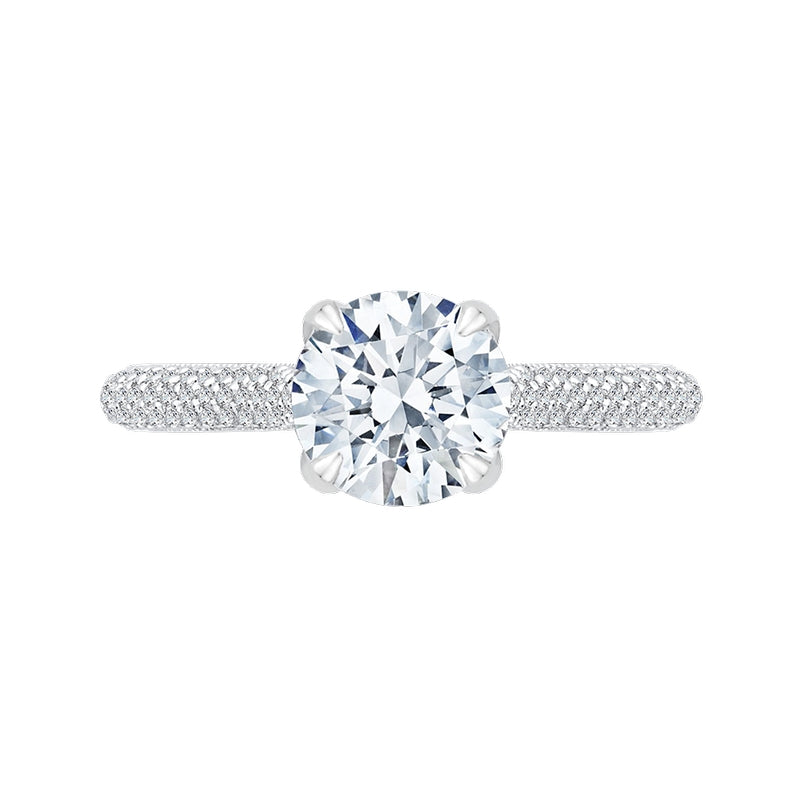Shah Luxury Round Diamond Cathedral Style Engagement Ring In 14K White Gold (Semi-Mount)
