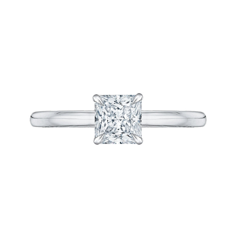 Shah Luxury 14K Two-Tone Gold Princess Cut Diamond Solitaire Engagement Ring (Semi-Mount)