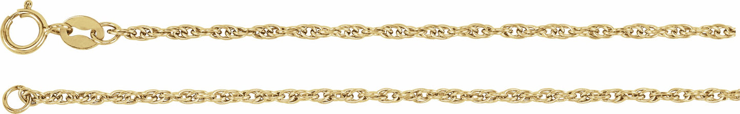 14K Yellow 1.75 mm Solid Rope 7 Chain