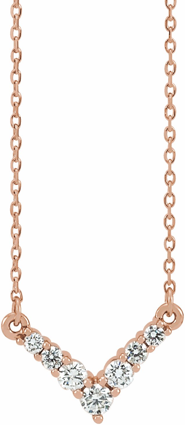 14K Rose 1/3 CTW Diamond V 16-18 Necklace