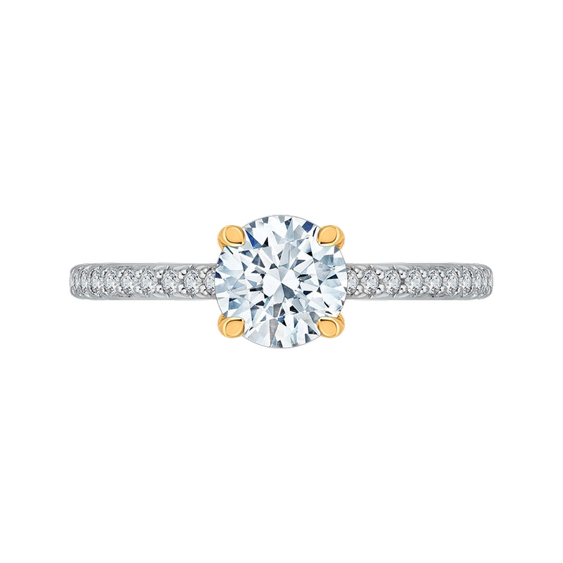 Shah Luxury 14K Two-Tone Gold Round Diamond Engagement Ring (Semi-Mount)