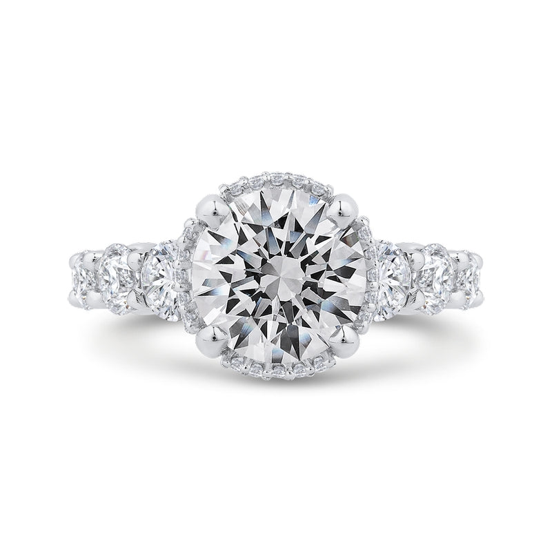 Shah Luxury 14K White Gold Round Cut Diamond Engagement Ring (With Center)