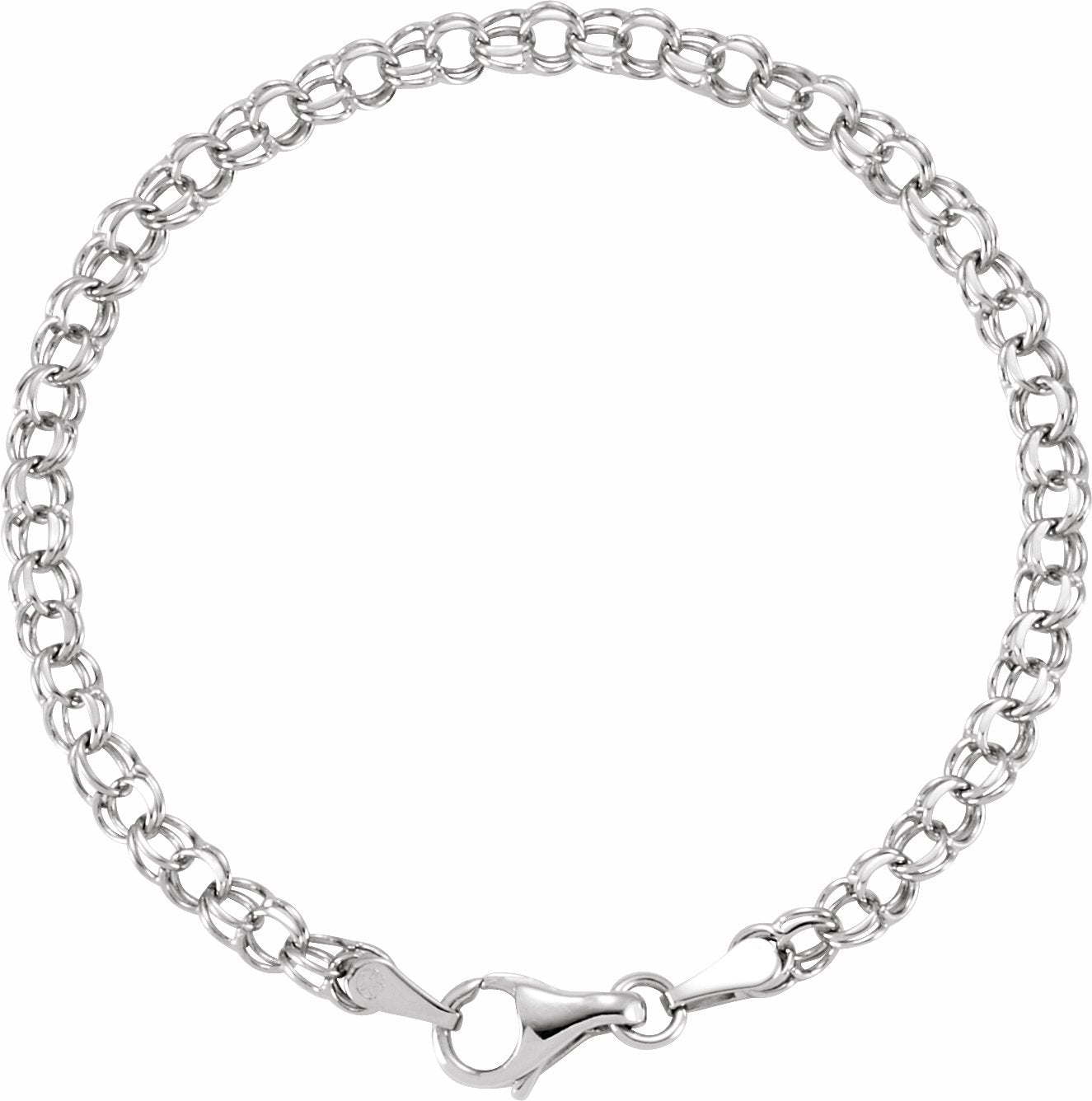 14K White 3.75 mm Solid 7 Charm Bracelet