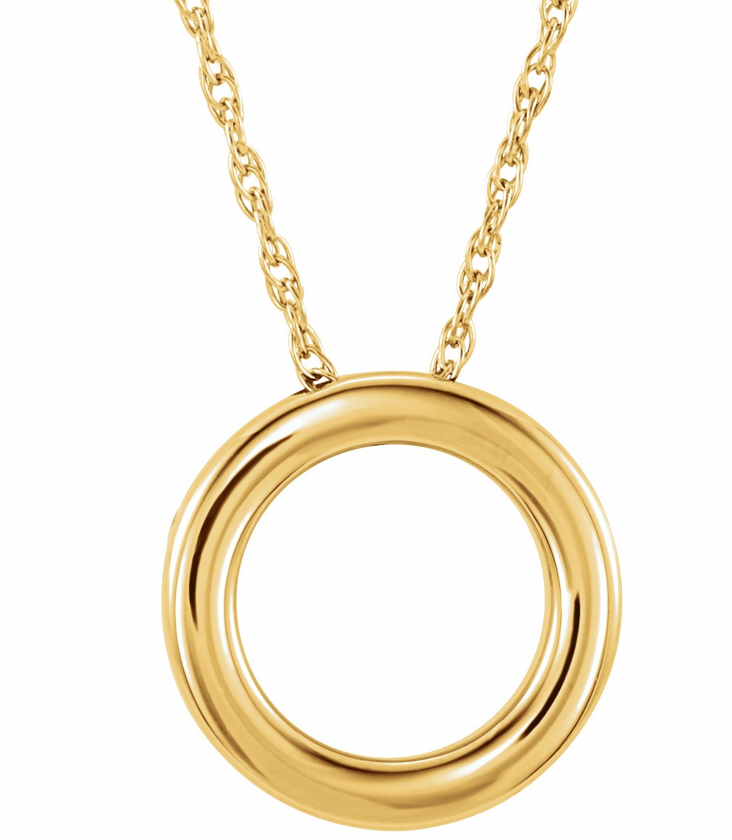 14K Yellow 15 mm Circle 18 Necklace