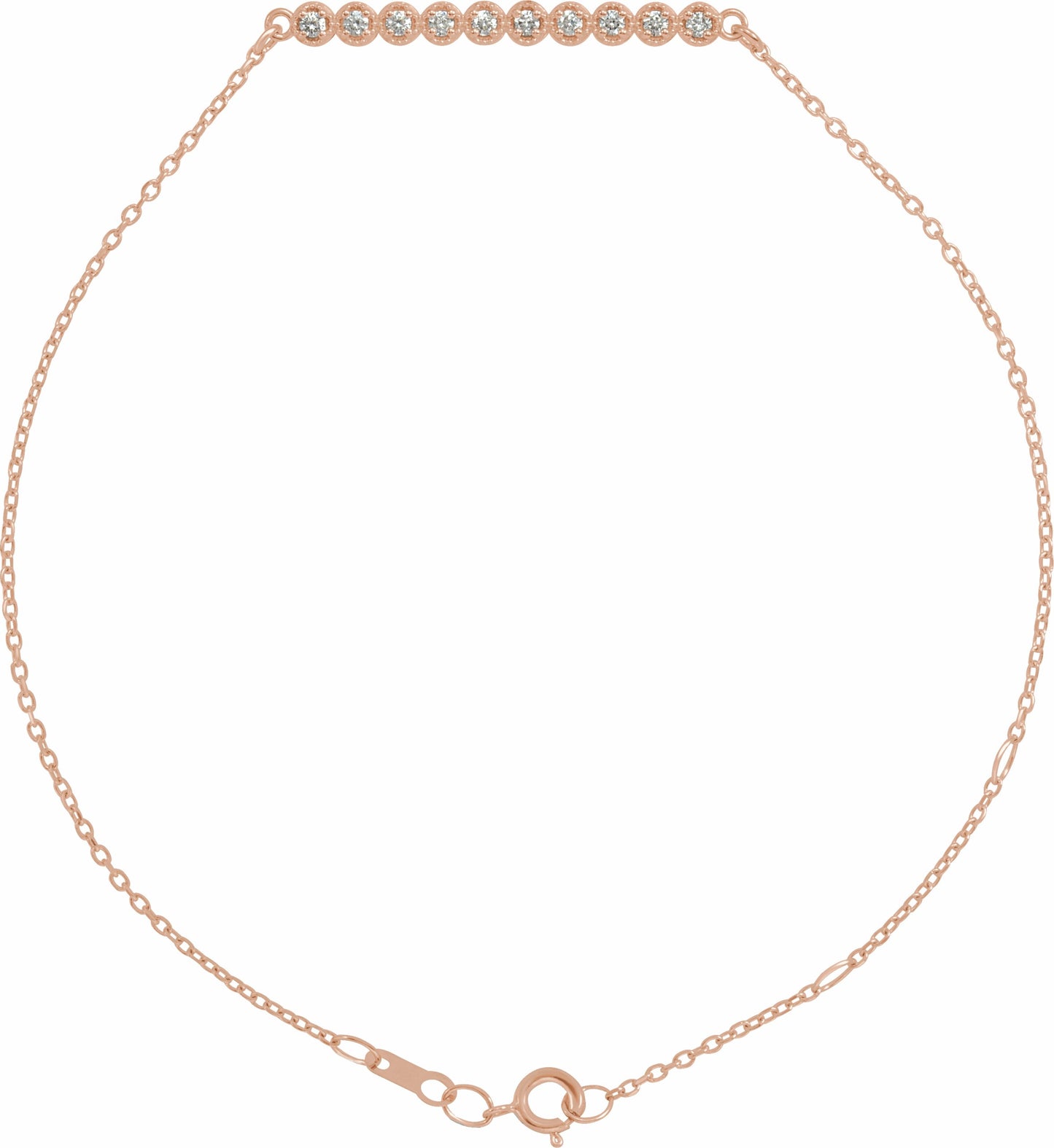14K Rose 1/8 CTW Diamond Bar 6 1/2-7 1/2 Bracelet