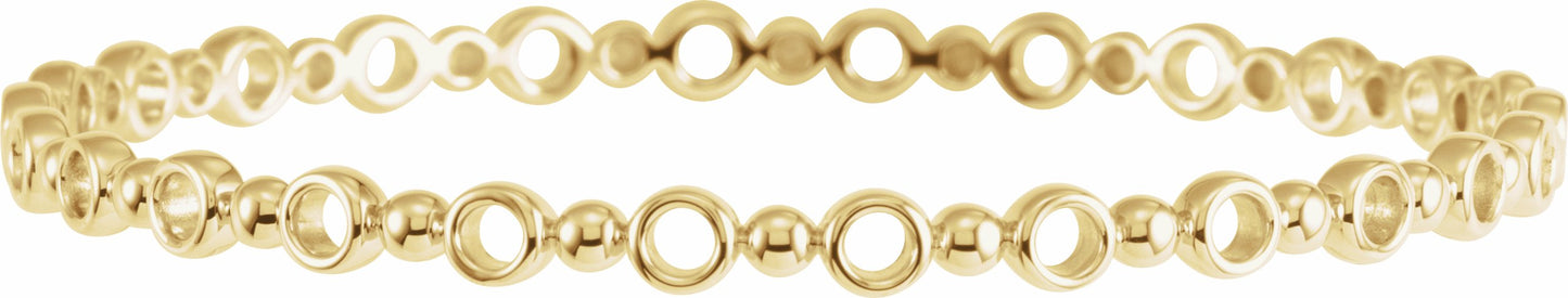 14K Yellow 4.4 mm Geometric Bangle 7 Bracelet