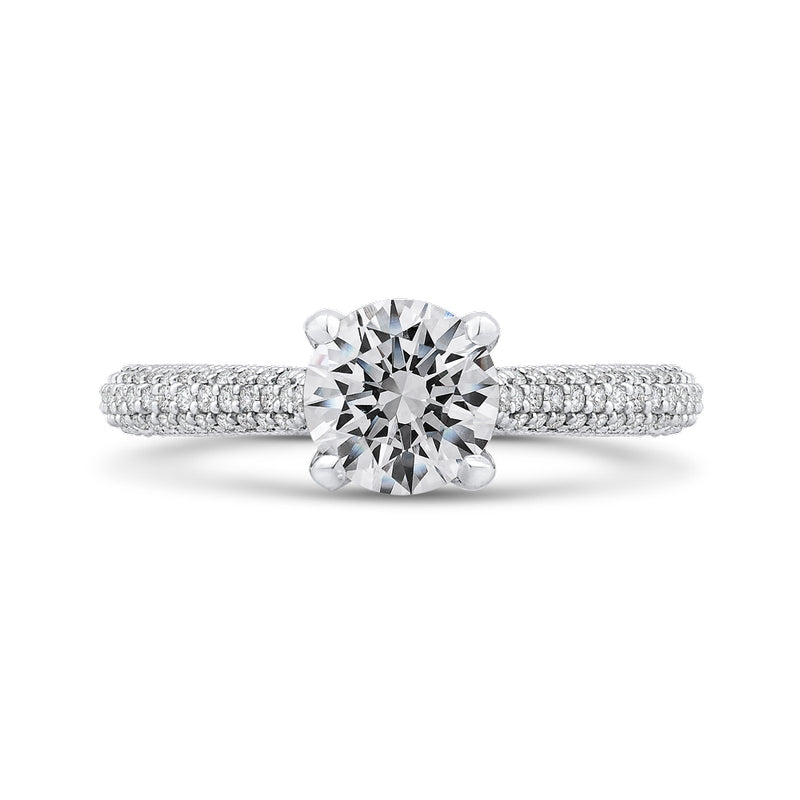 Shah Luxury 14K White Gold Round Cut Diamond Classic Engagement Ring (Semi-Mount)