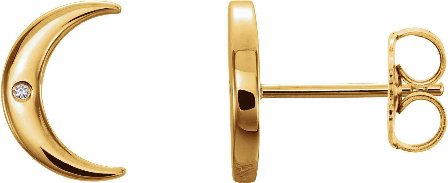 14K Yellow .005 CTW Diamond Crescent Earrings