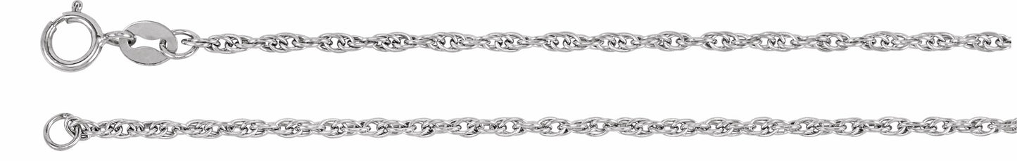 14K White 1.75 mm Solid Rope 7 Chain