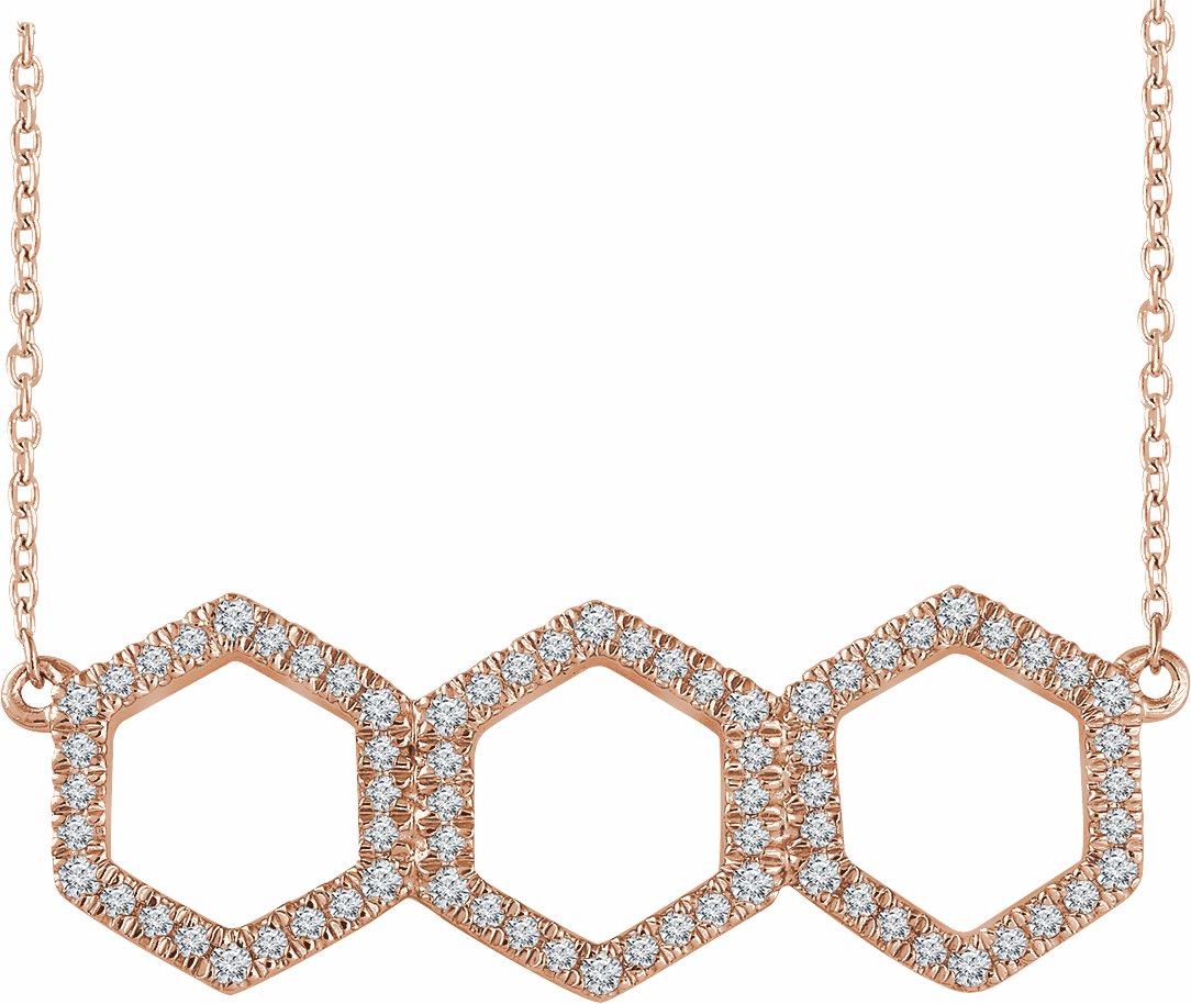 14K Rose 1/4 CTW Diamond Geometric 16-18 Necklace