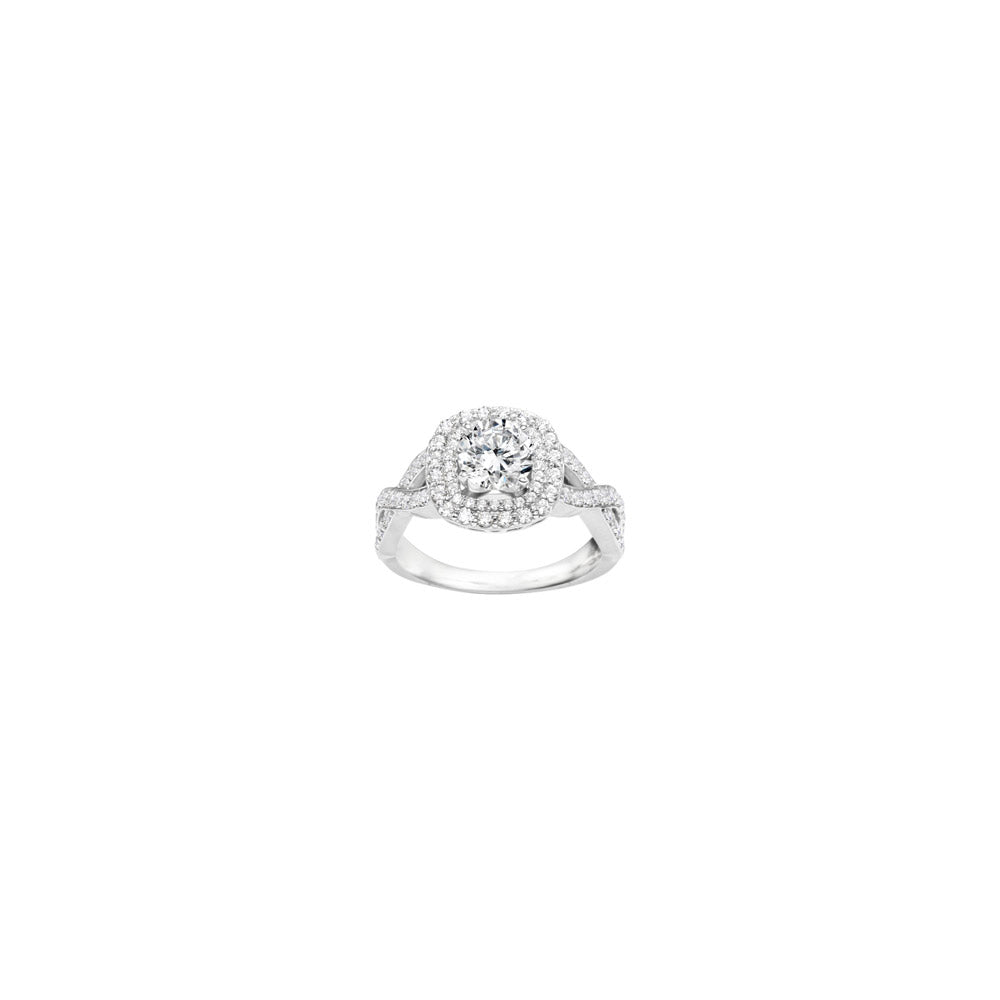 True Romance Platinum 0.53ct Diamond Double Halo Semi Mount Engagement Ring