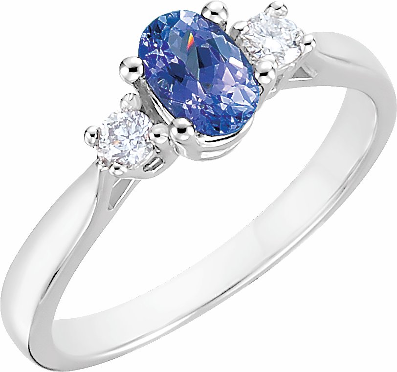 14K White Tanzanite & 1/6 CTW Diamond Ring