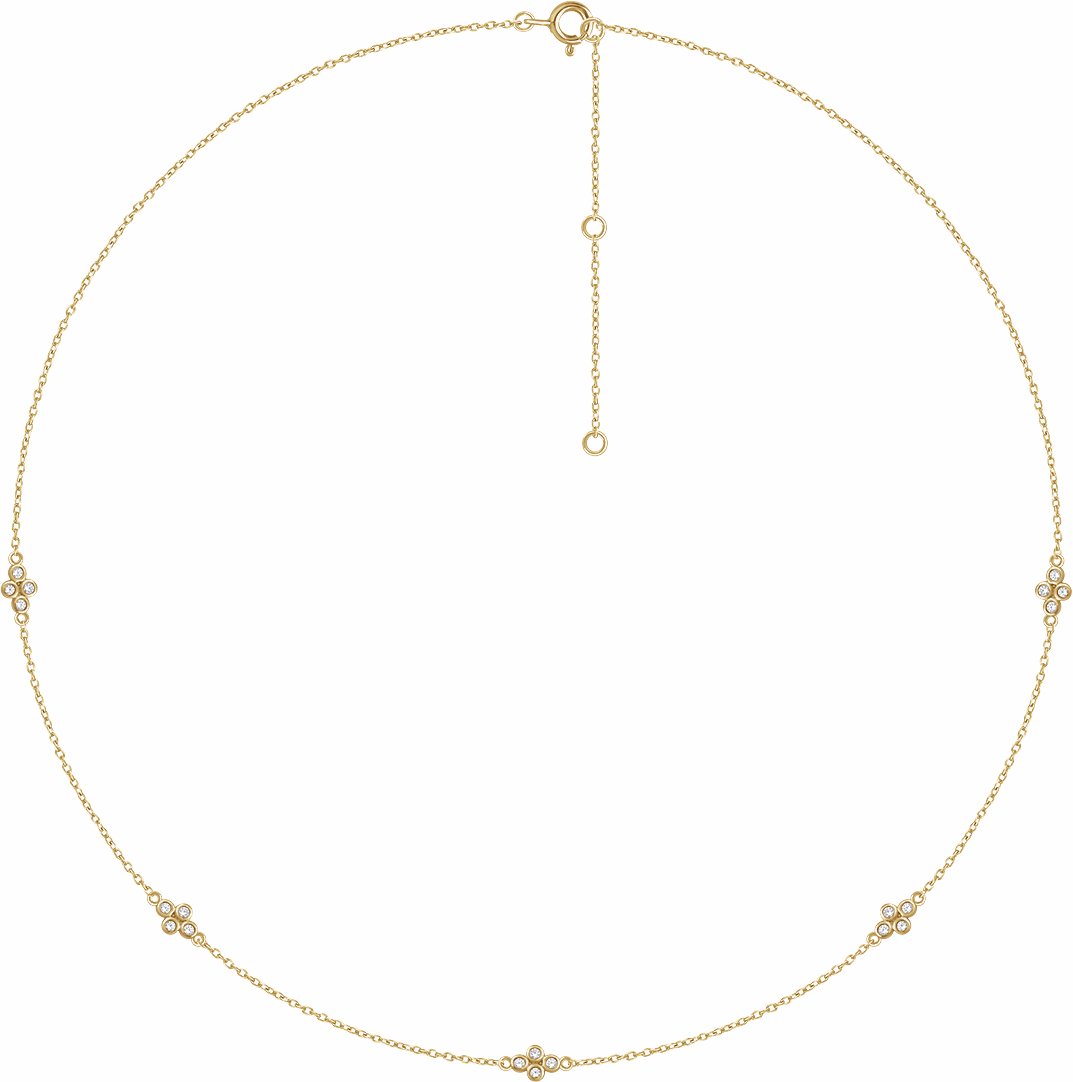 14K Yellow 1/6 CTW Diamond 5-Station 18 Necklace